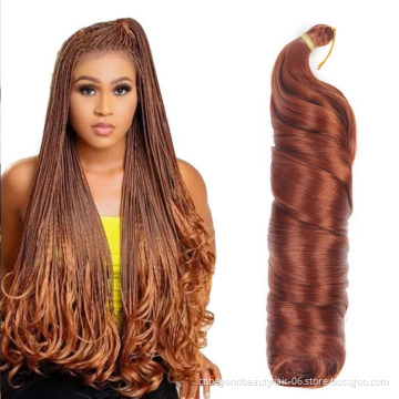 Pre Stretched Bouncy Braiding Hair 22 Inch Loose Wavy Braiding Hair Pre Streched French Curls Synthetic Hair Extensions